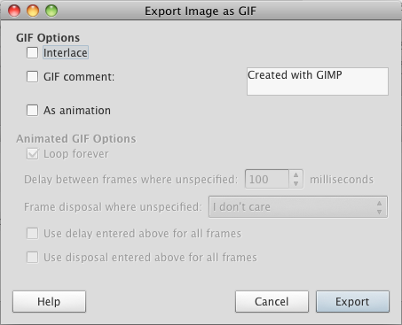 GIMP Gif Format