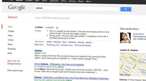 Google search - askew