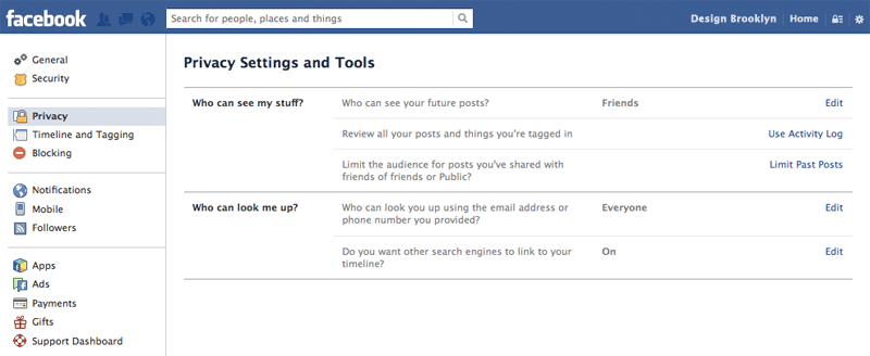 Facebook Privacy Settings and Tools