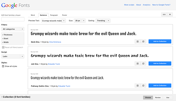 Google fonts - open source & web ready fonts.