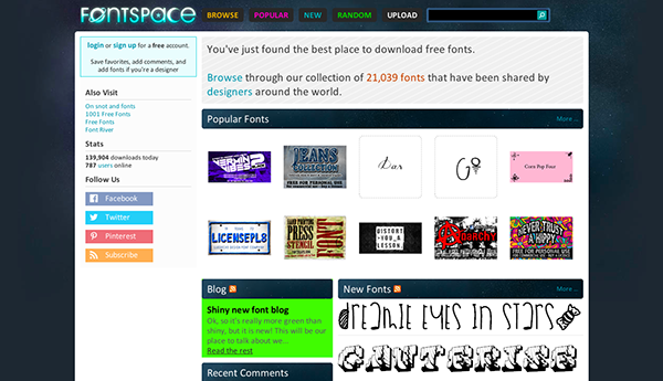 Fontspace - a massice collection of freeware, shareware and open source fonts