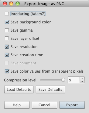 GIMP PNG File Format
