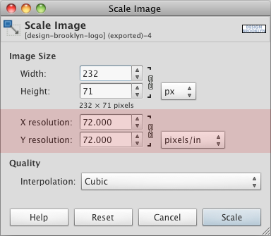 GIMP Scale Image Resolution