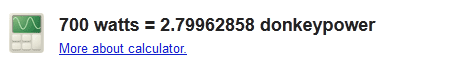 Google calculator - donkeypower