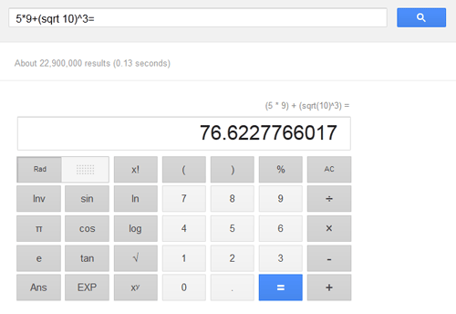 Google - search calculator