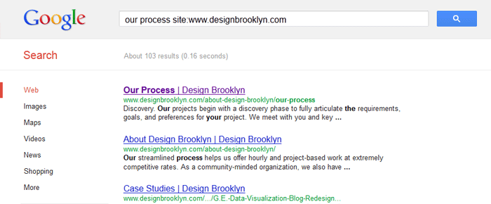 Google - search operators example