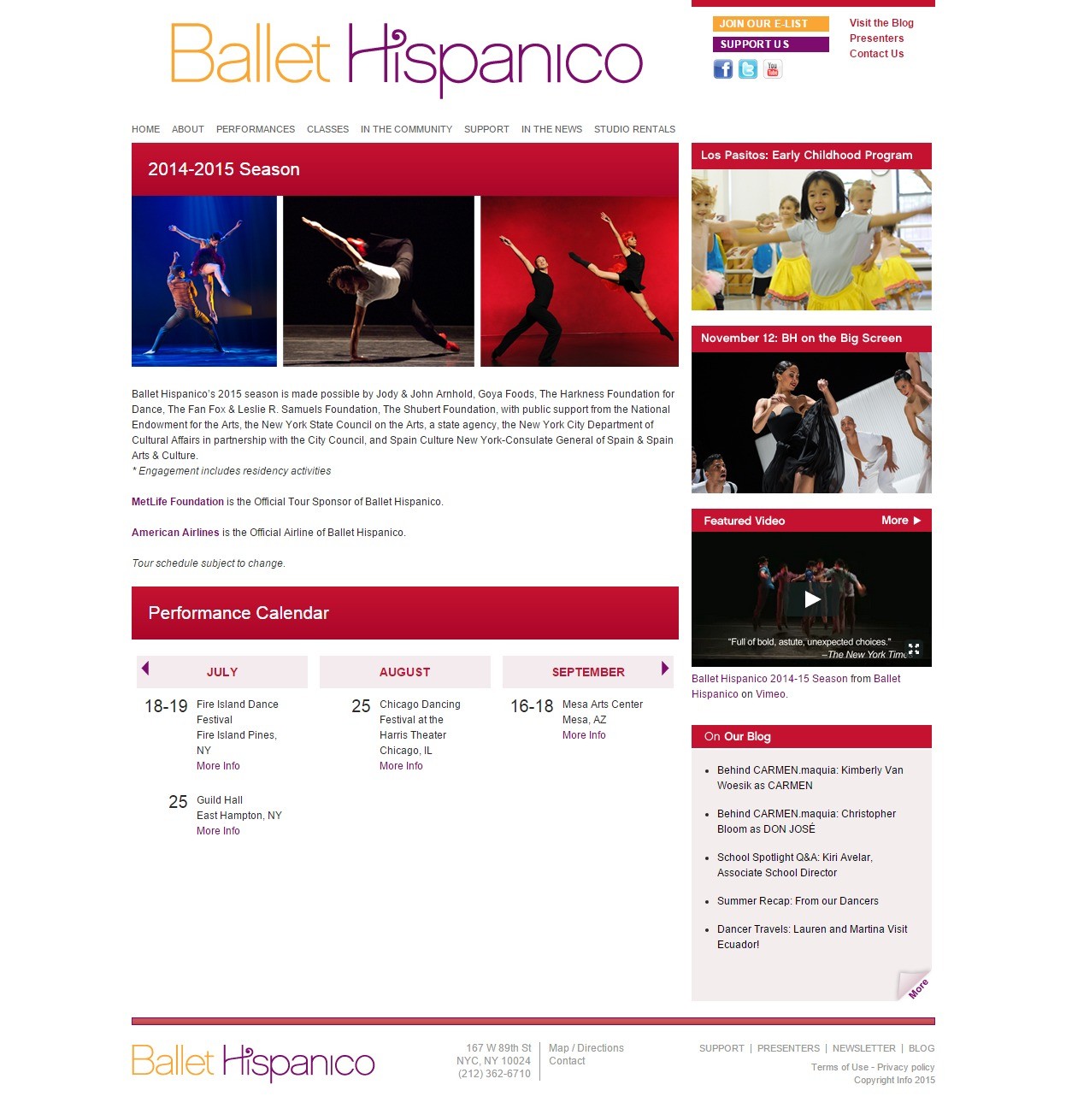 Ballet Hispanico Calendar