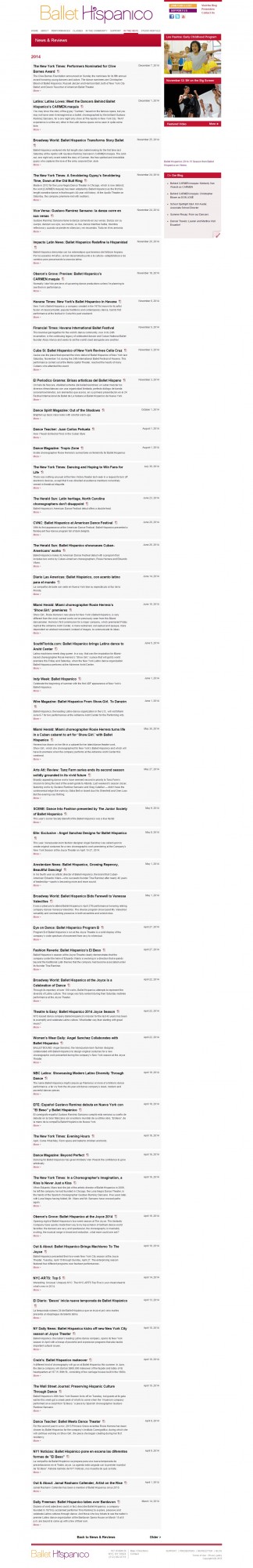 Ballet Hispanico News Listing