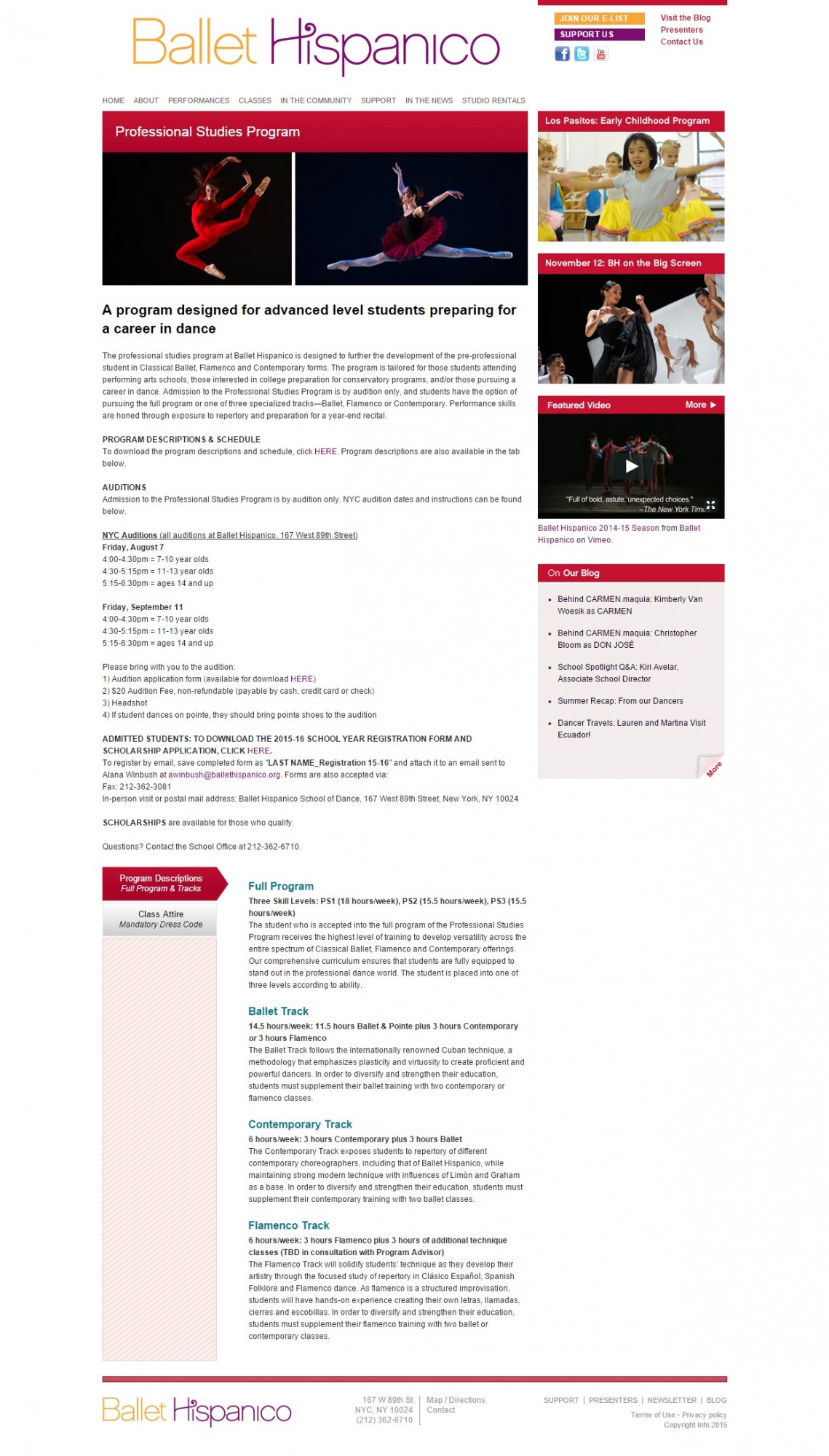 Ballet Hispanico Program Details