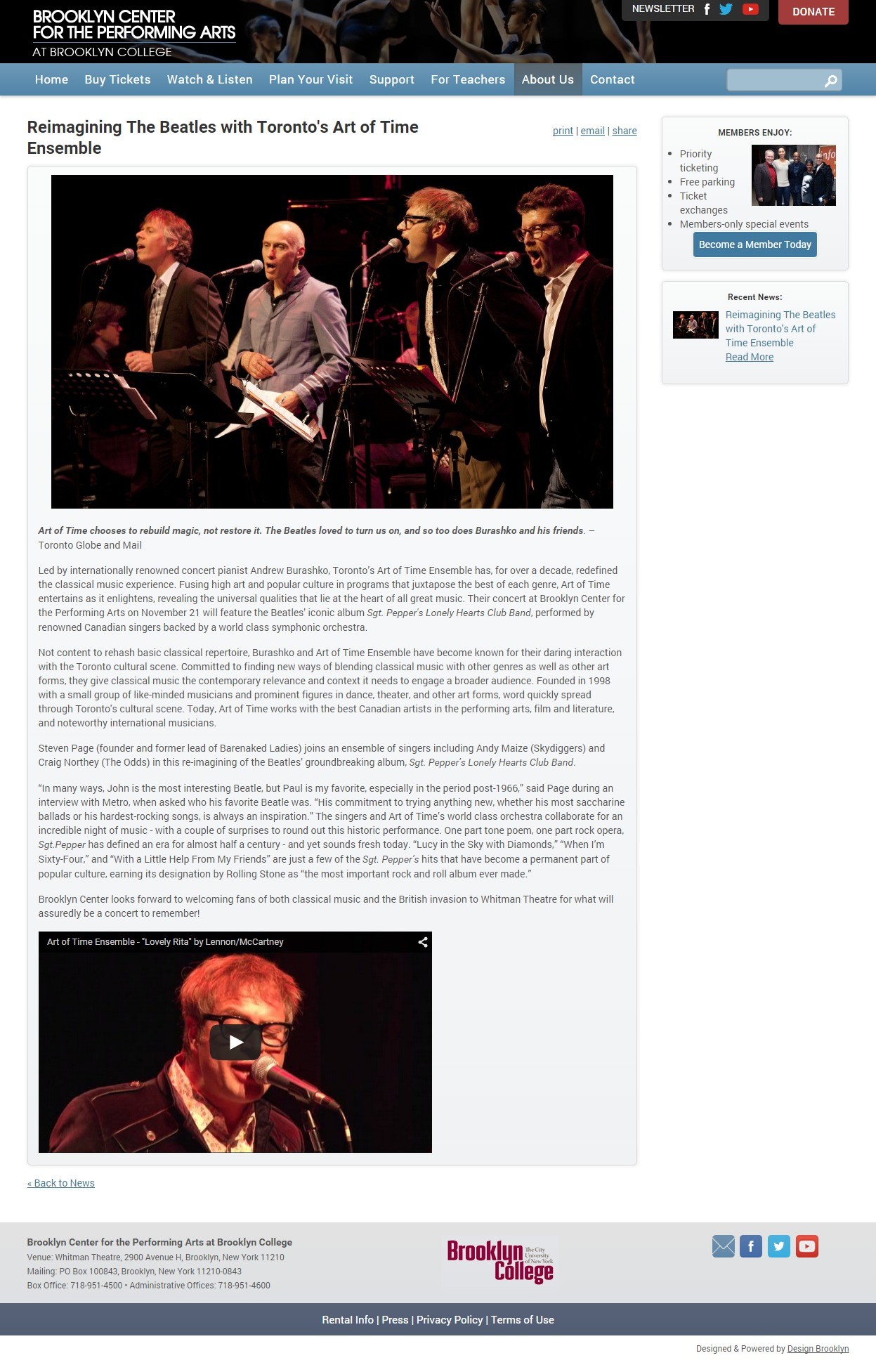 Brooklyn Center for the Performing Arts Article