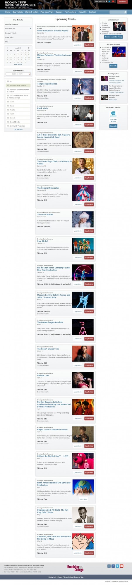 Brooklyn Center for the Performing Arts Events Listing