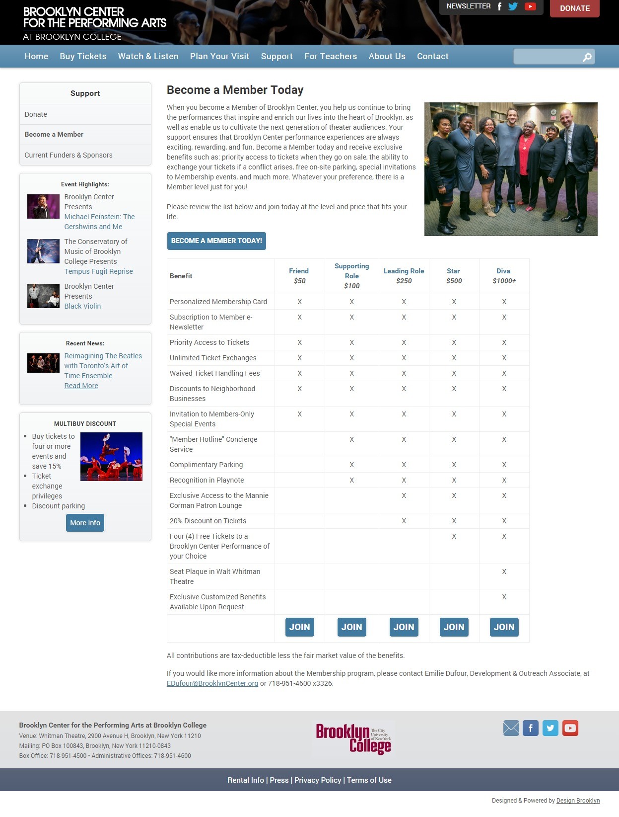 Brooklyn Center for the Performing Arts Membership