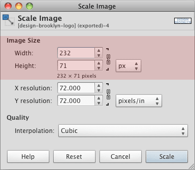 GIMP Scale Image Size