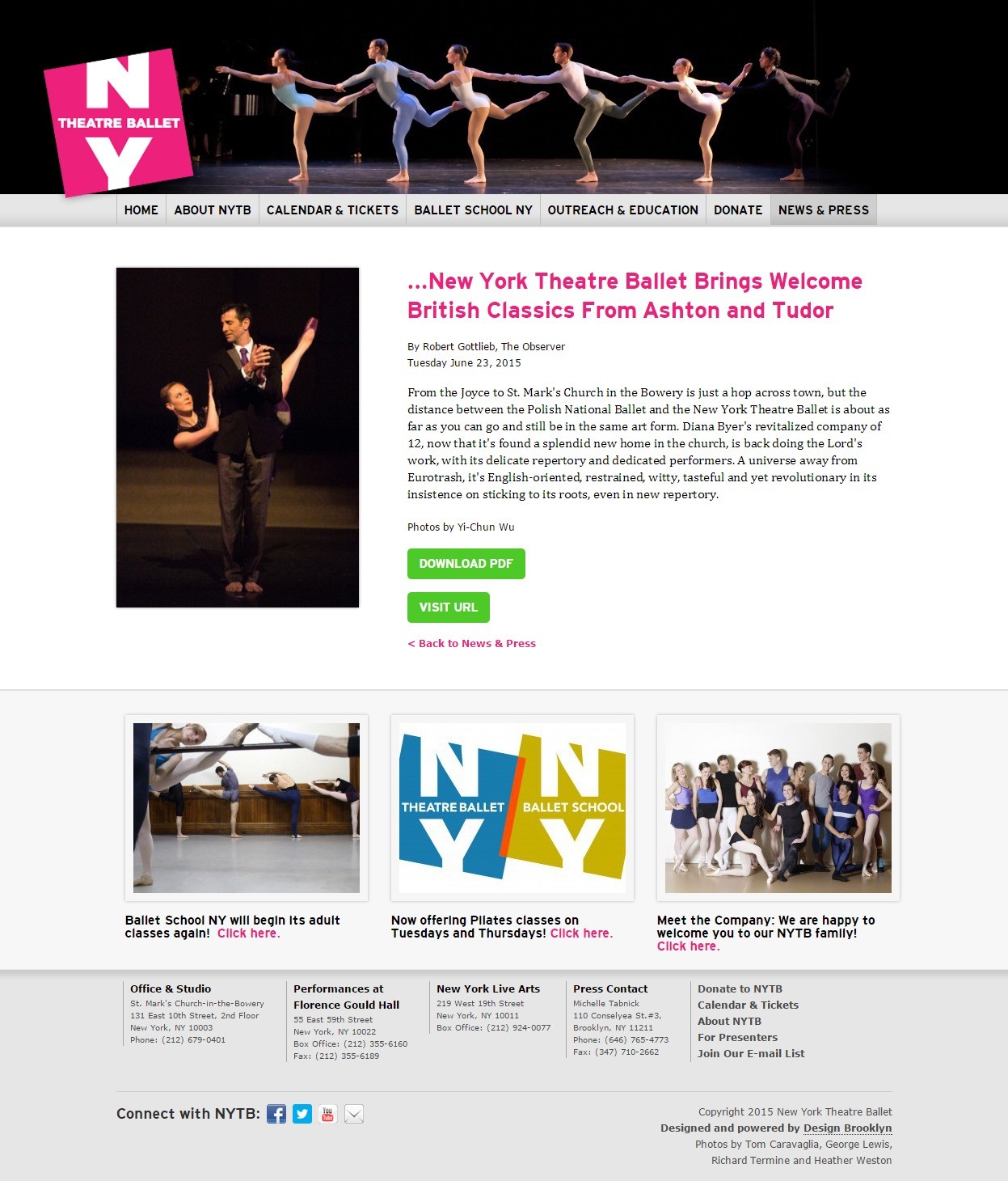 New York Theatre Ballet News Details