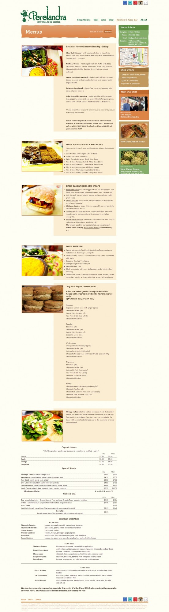 Perelandra Menu