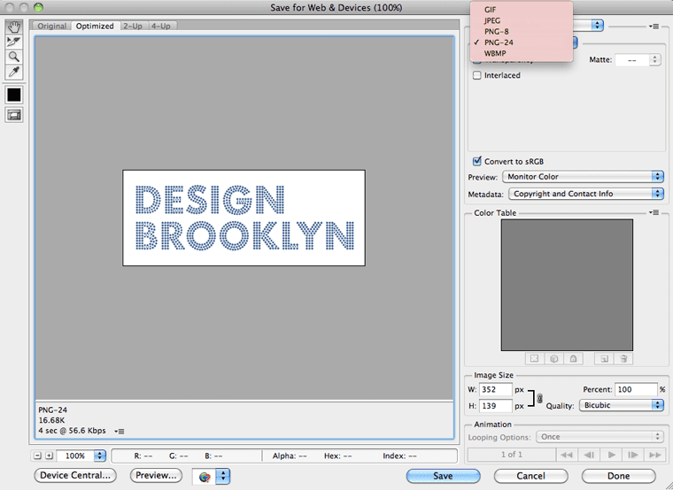 Optimizing images for the web Design Brooklyn