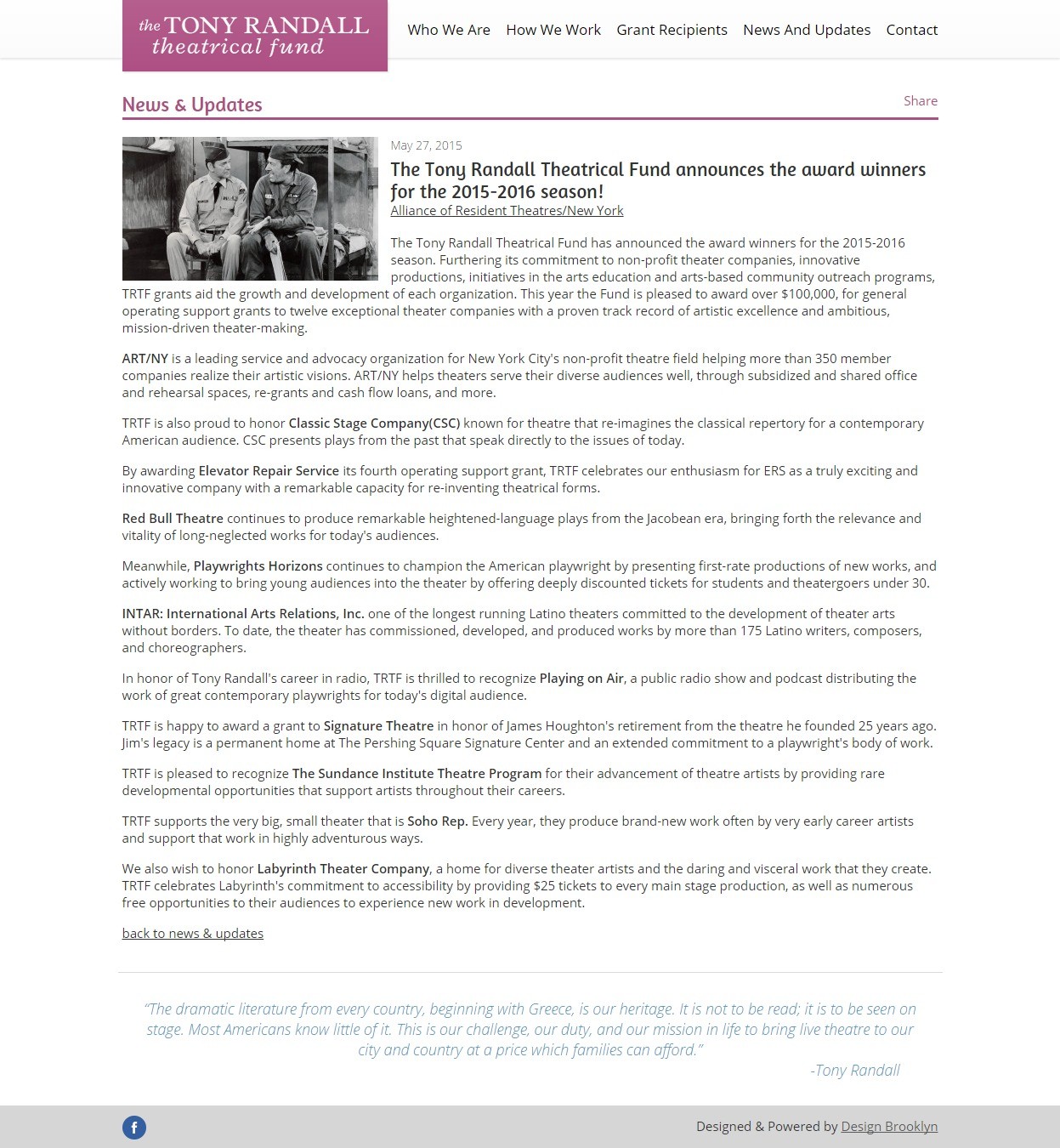 The Tony Randall Theatrical Fund News Article