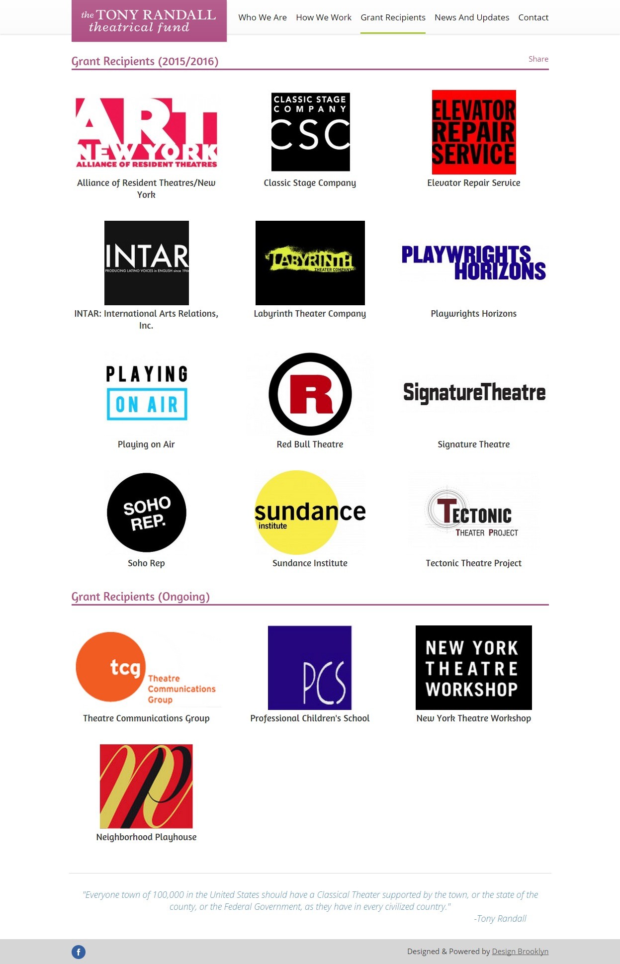 The Tony Randall Theatrical Fund Recipients Listing