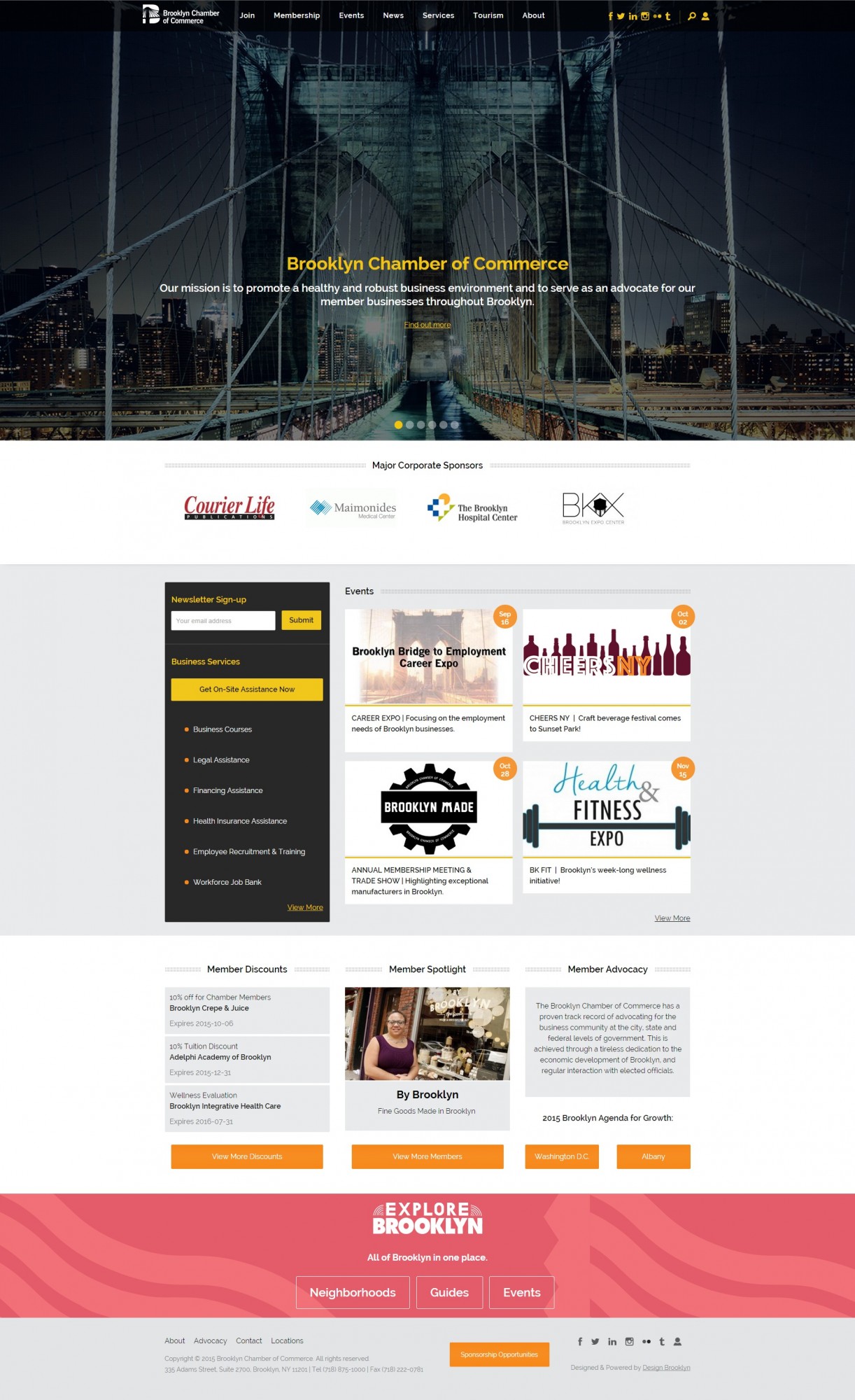 Desktop view of Brooklyn Chamber of Commerce website