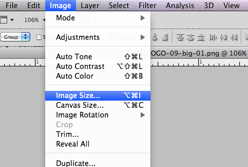 Photoshop Image Size Menu