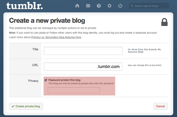 Tumblr Private Blog