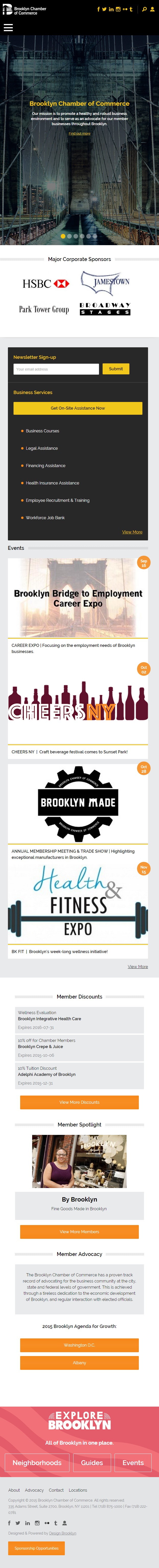 Mobile view of Brooklyn Chamber of Commerce website