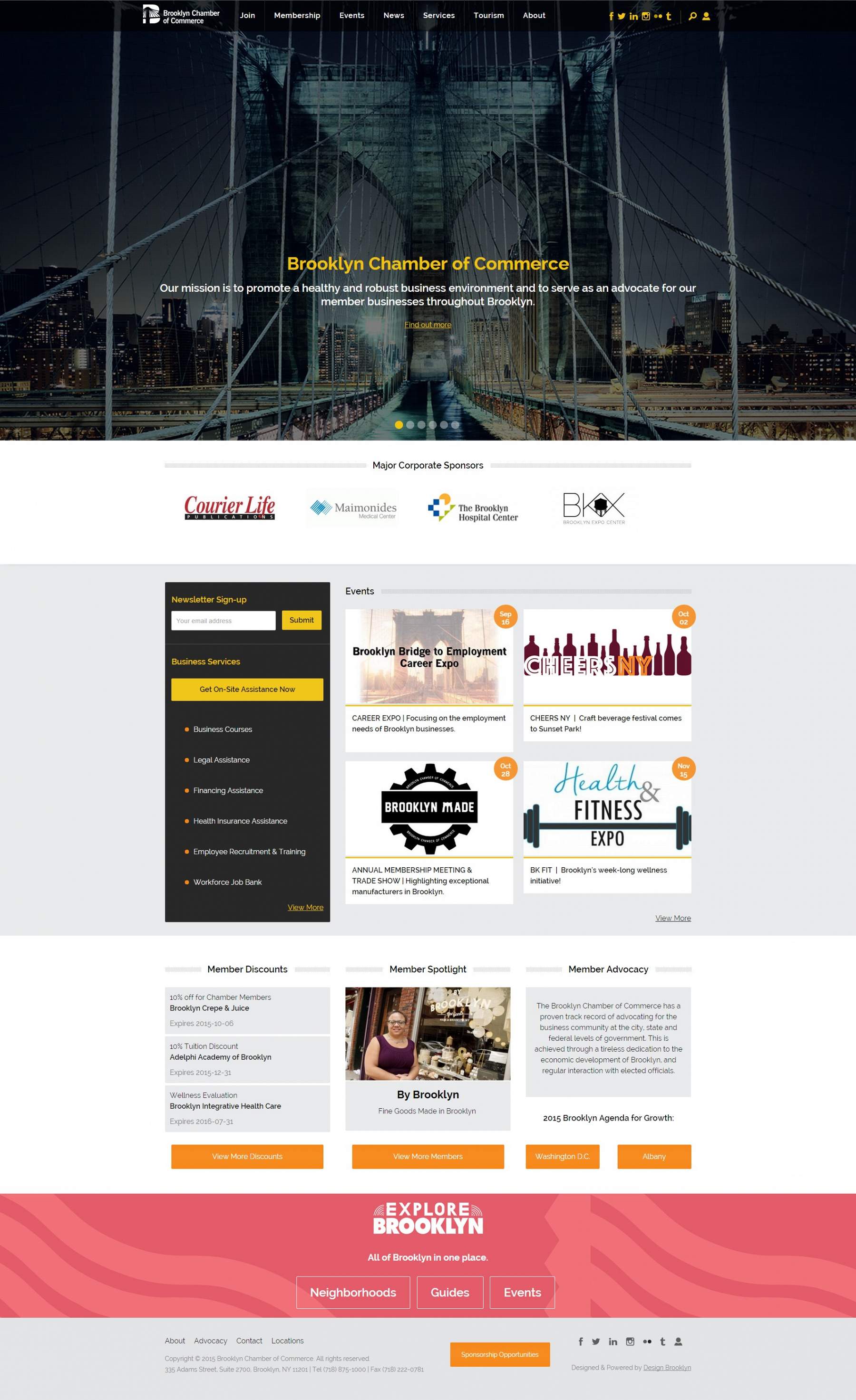 Desktop view of Brooklyn Chamber of Commerce website